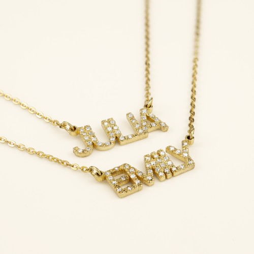 Personalized Pavé Name Necklace – Sterling Silver