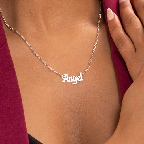Personalized Name Necklace with Figaro Chain