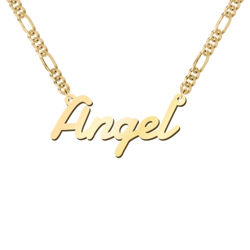 Personalized Name Necklace with Figaro Chain – 18K Gold Plated Silver
