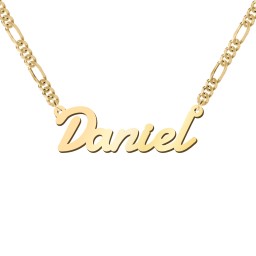 Personalized Name Necklace with Figaro Chain in 18K Gold Plated Silver
