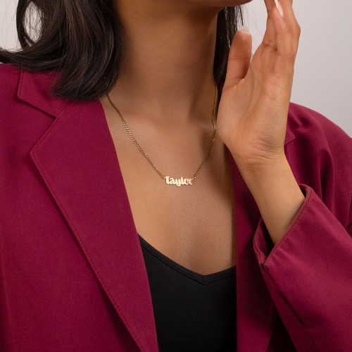 Personalized Name Necklace with Open Curb Chain – 18K Gold Plated Silver