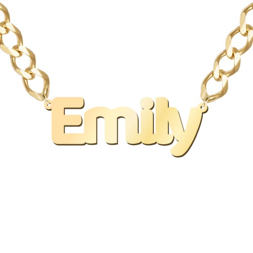 Personalized Name Necklace with Chunky Open Curb Chain