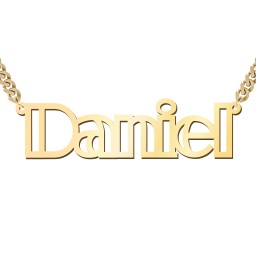 Outline Name Necklace with Open Curb Chain