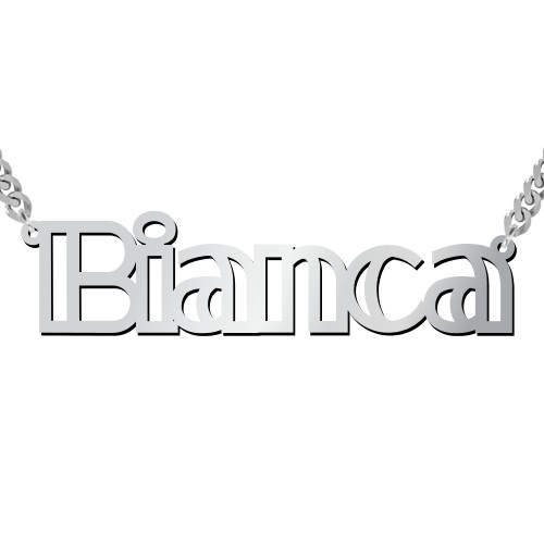 Outline Name Necklace with Open Curb Chain