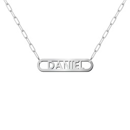 Framed Name Necklace with Mini Paperclip Chain