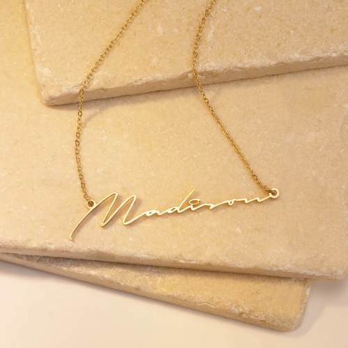 Dainty Script Stainless Steel Necklace
