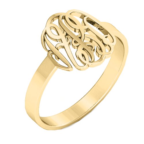 Classic Personalized Monogram Name Ring – 10K Yellow Gold