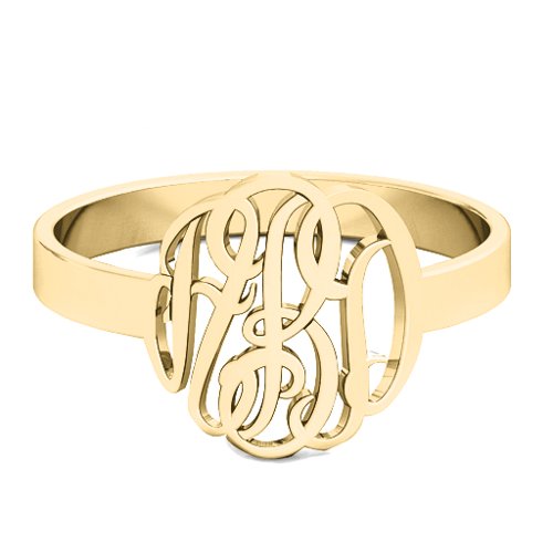 Classic Personalized Monogram Name Ring – 10K Yellow Gold