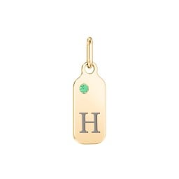 Duchess Dog Tag Initial Charm with Accent Stone