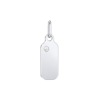 Duchess Dog Tag Initial Charm with Accent Stone
