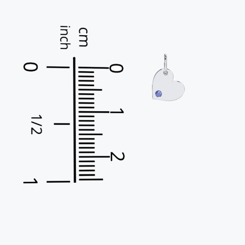 Engravable Sideways Heart Charm – Sterling Silver with Pink Tourmaline