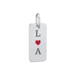 Initial Tag Charm with Cold Enamel Heart – Sterling Silver