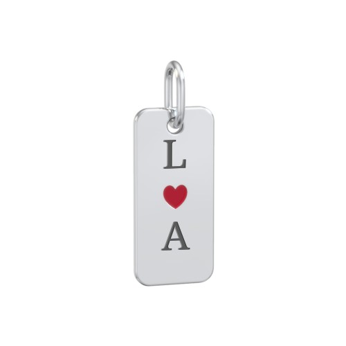 Initial Tag Charm with Cold Enamel Heart – Sterling Silver