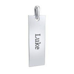 Men's Engravable Long Tag Pendant – Sterling Silver