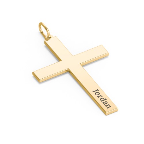Men's Classic Engravable Cross Pendant – 10K Yellow Gold