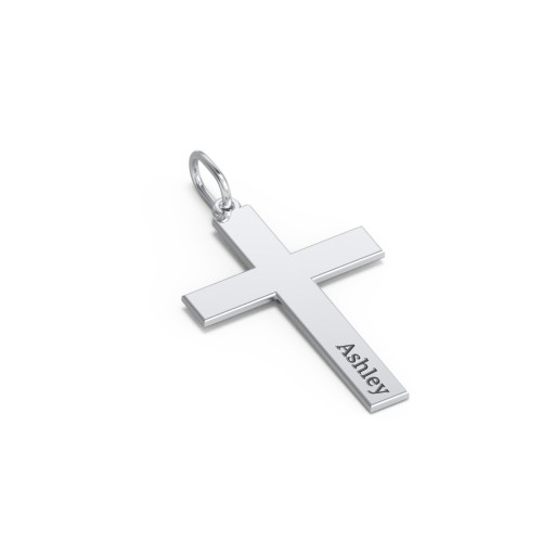 Classic Engravable Cross Charm – Sterling Silver