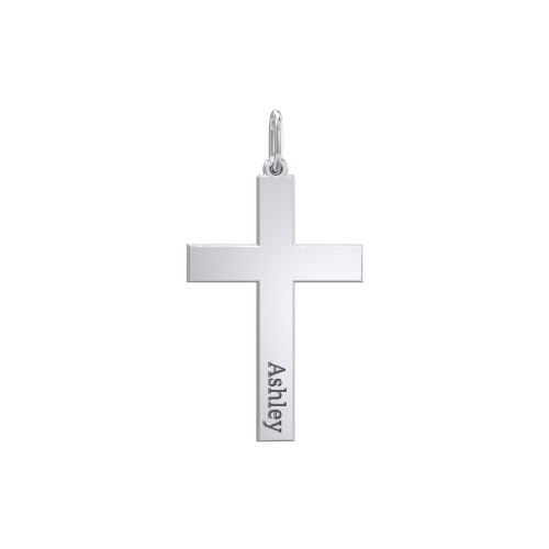 Classic Engravable Cross Charm – Sterling Silver