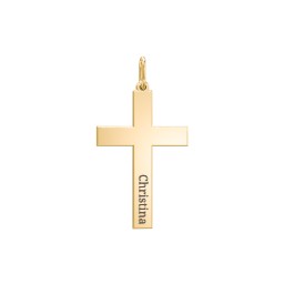 Classic Engravable Cross Charm in 10K Solid Yellow Gold