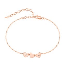 Triple Heart Engravable Anklet