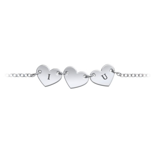 Triple Heart Engravable Anklet – Sterling Silver