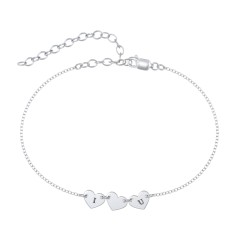 Triple Heart Engravable Anklet – 10K Yellow Gold