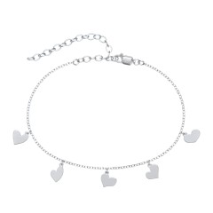 Multi Heart Charm Anklet – Sterling Silver