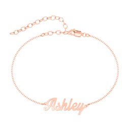 The Glamorous Name Anklet in 10K Solid Rose Gold