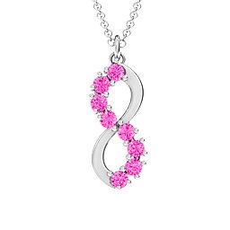 8 Stone Infinity Pendant in 925 Sterling Silver with Pink Tourmaline