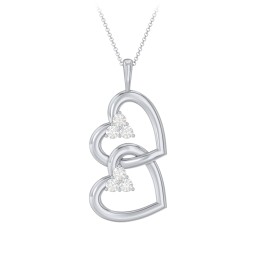 Unity Interlocking Hearts Birthstone Pendant in 925 Sterling Silver with Diamond