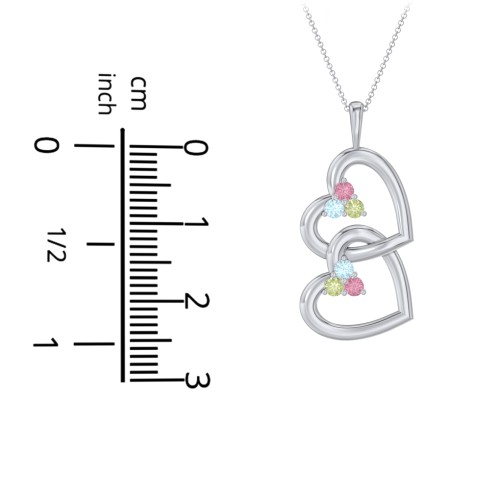 Unity Interlocking Hearts Birthstone Pendant – 10K Yellow Gold with Blue Sapphire, Blue Topaz, and Pink Tourmaline