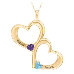 Fusion Hanging Hearts Pendant in 18K Gold Plated Silver