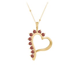Shepherd Floating Gemstone Heart Pendant in 10K Solid Yellow Gold with Garnet