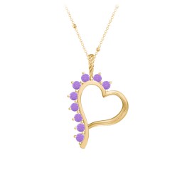 Shepherd Floating Gemstone Heart Pendant in 10K Solid Yellow Gold with Amethyst