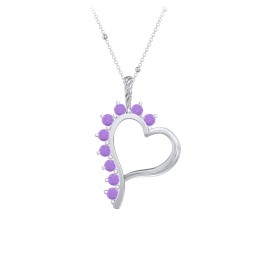 Shepherd Floating Gemstone Heart Pendant in 925 Sterling Silver with Amethyst
