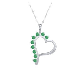 Shepherd Floating Gemstone Heart Pendant in 925 Sterling Silver with Emerald