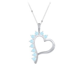 Shepherd Floating Gemstone Heart Pendant in 925 Sterling Silver with Blue Topaz