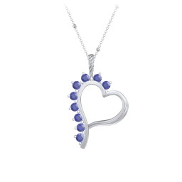 Shepherd Floating Gemstone Heart Pendant in 925 Sterling Silver with Blue Sapphire