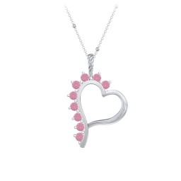 Shepherd Floating Gemstone Heart Pendant in 925 Sterling Silver with Pink Tourmaline