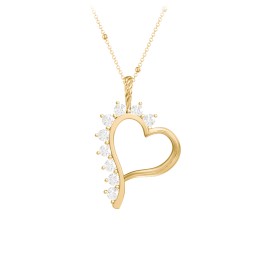 Shepherd Floating Gemstone Heart Pendant in 10K Solid Yellow Gold with Diamond