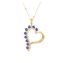 Shepherd Floating Gemstone Heart Pendant in 10K Solid Yellow Gold with Blue Sapphire