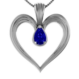 Fountain Heart Pendant with Pear Gemstone