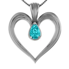 Fountain Heart Pendant with Pear Gemstone – 10K Yellow Gold with Mint Premium Zirconia