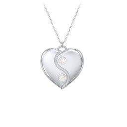 Engraved Yin Yang Heart Pendant with Birthstones