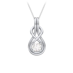 Infinity Love Knot Pendant in 925 Sterling Silver with Diamond