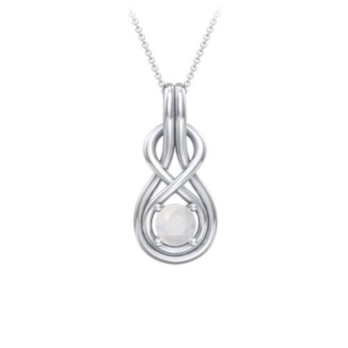 Infinity Love Knot Pendant – Sterling Silver with Opal