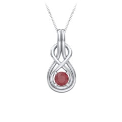 Infinity Love Knot Pendant – 10K Rose Gold with Ruby