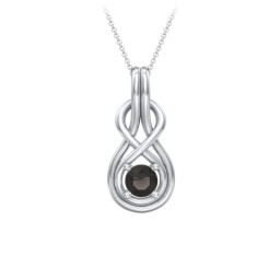 Infinity Love Knot Pendant in 925 Sterling Silver with Smokey Quartz
