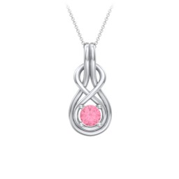Infinity Love Knot Pendant in 925 Sterling Silver with Pink Tourmaline
