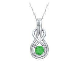 Infinity Love Knot Pendant in 925 Sterling Silver with Emerald