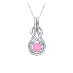 Infinity Love Knot Pendant in 925 Sterling Silver with Pink Tourmaline